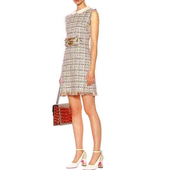 GUCCI LOGO  Embellished tweed dress Size 38 IT, XS/S US NEW - Picture 2 of 10